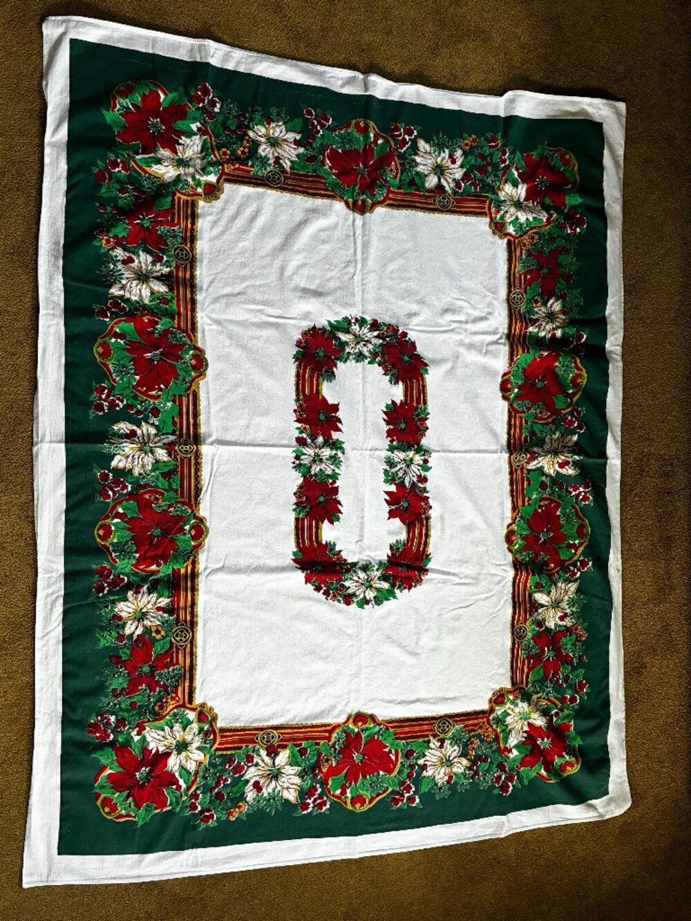 Vintage Christmas Tablecloth 48" x 62"